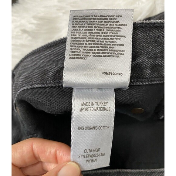 Agolde Jeans Size 32 Black 90s Low Rise Vintage Straight Paradox Button Fly Crop - Picture 9 of 16